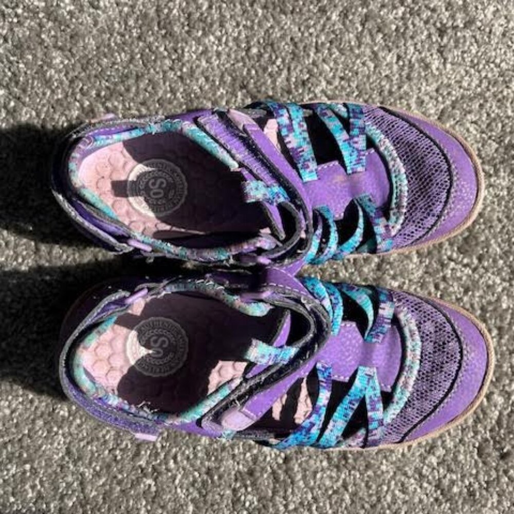 SO Sailboat Girls Purple Fisherman Water Sandal-Purple & Turquoise Kids 13M